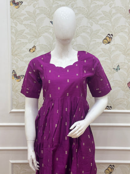 Royal Purple Printed Budget Friendly Frock
