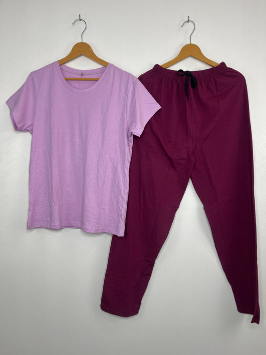 Lavender Solid Print Women’s T-shirt and Palazzo