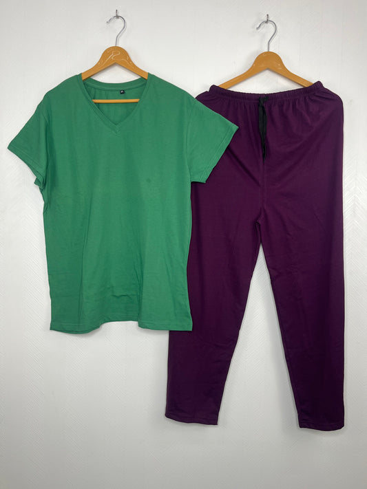 Green Solid Print Women’s T-shirt and Palazzo