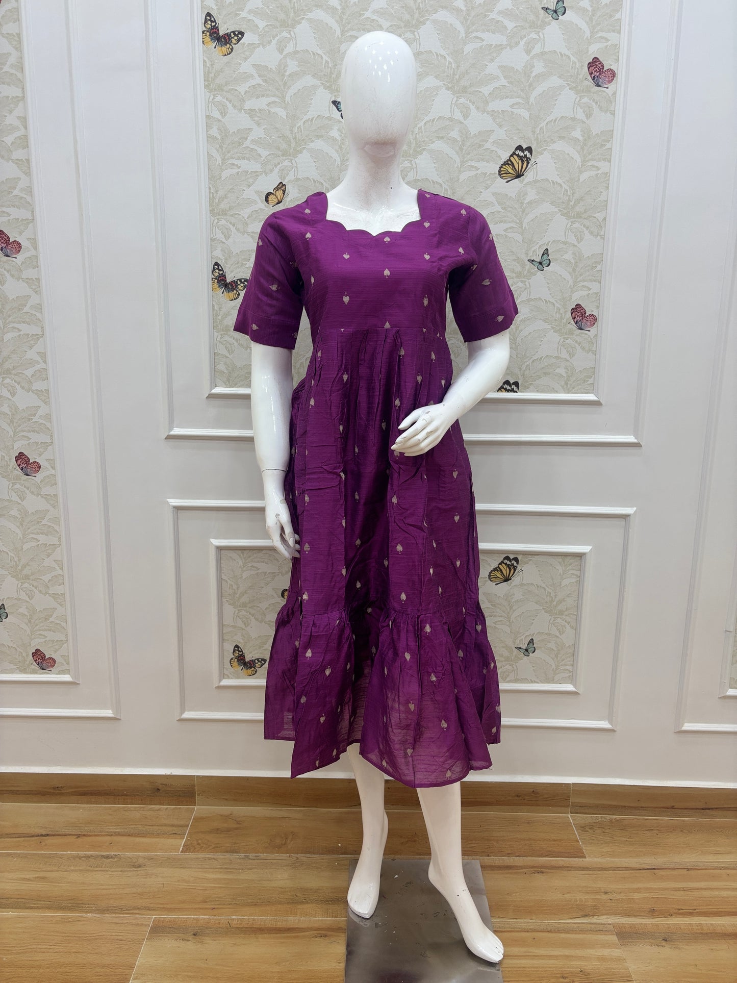 Budget-Friendly Royal Purple Printed Frock