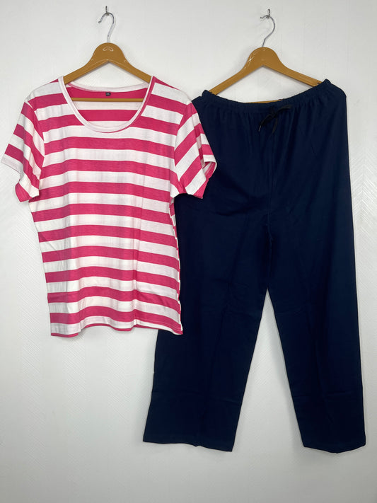 Pink Striped Print Women’s T-shirt and Palazzo
