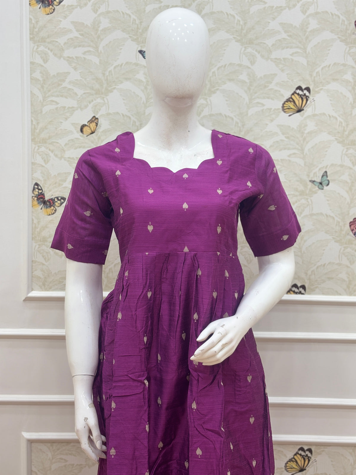 Budget-Friendly Royal Purple Printed Frock