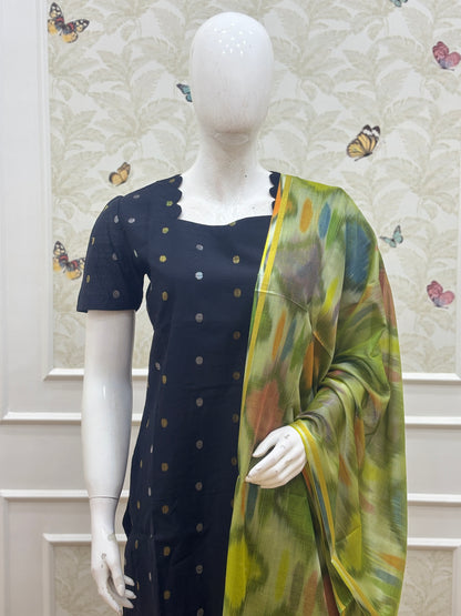Navy Olive Polka Dot & Abstract Ikat 3-Piece Set