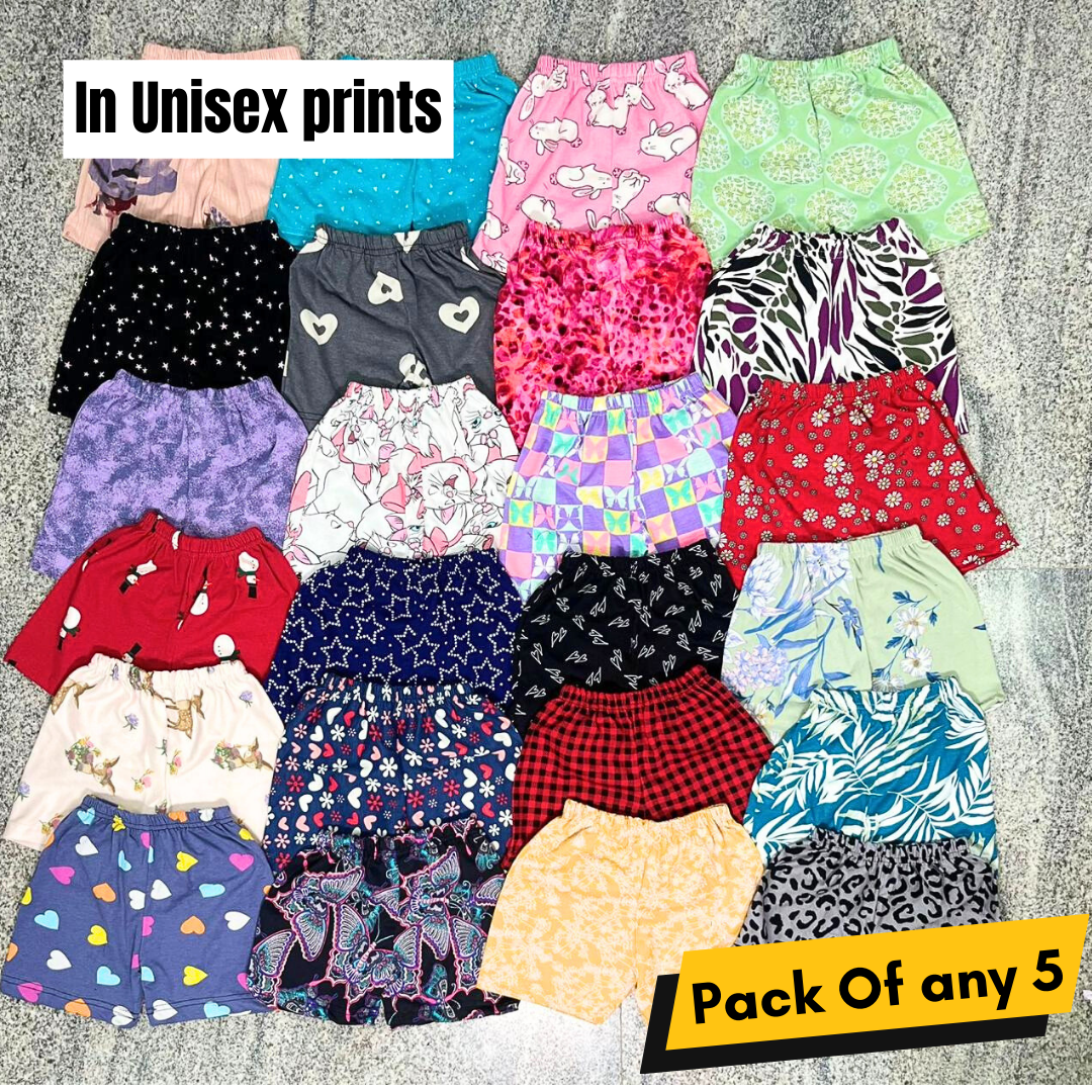 Multicolor Printed Kids Shorts Pack of 5