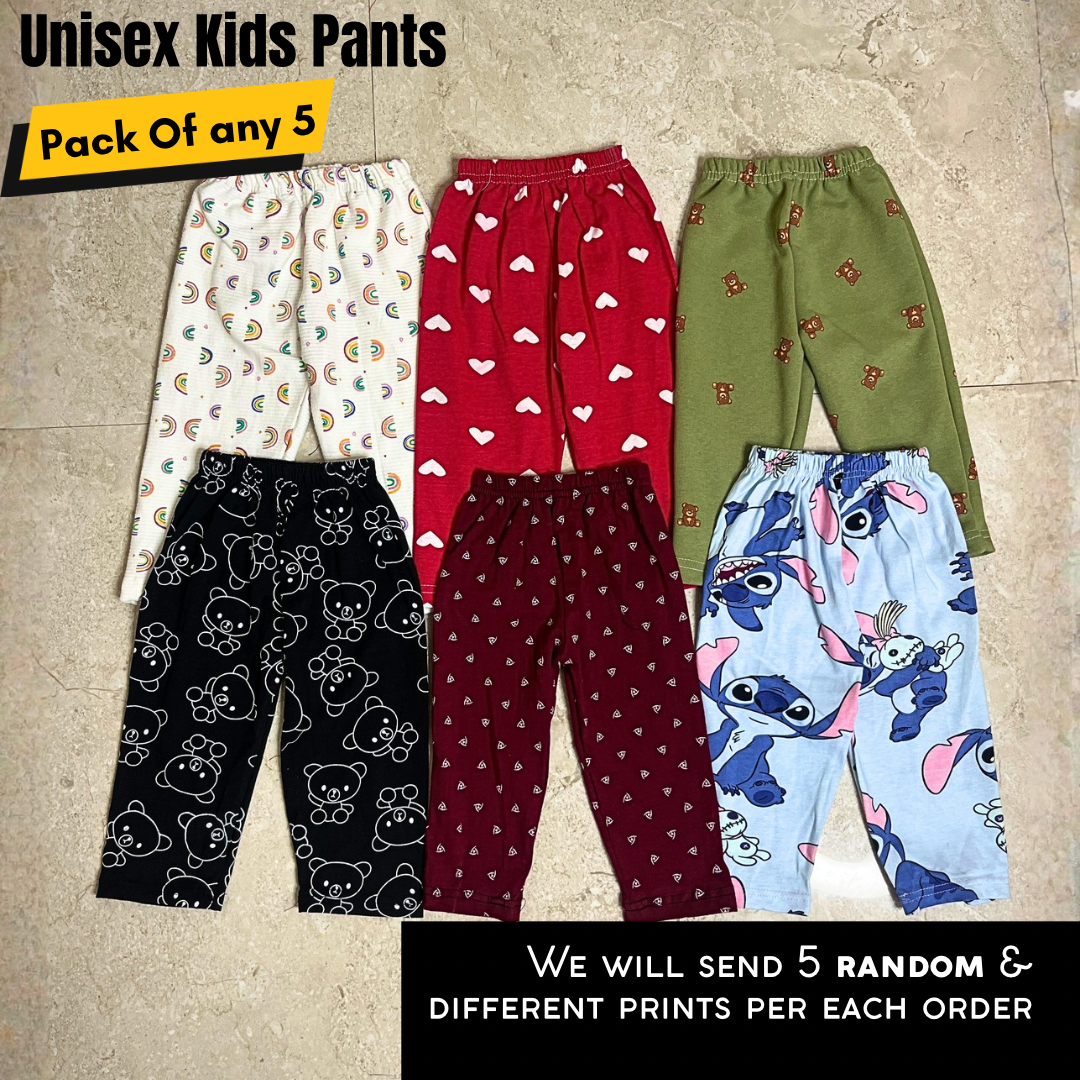 Multicolor Printed Kids Pants Combo Pack of 5