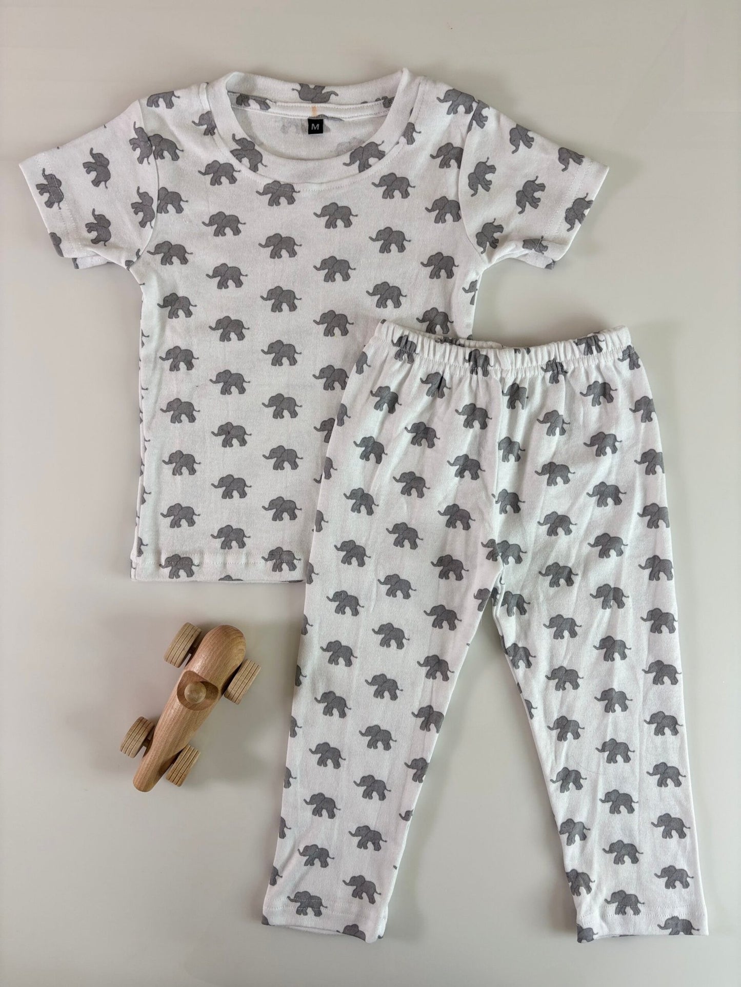White Elephants Printed Interlock T-Shirt and Pant Co-ords