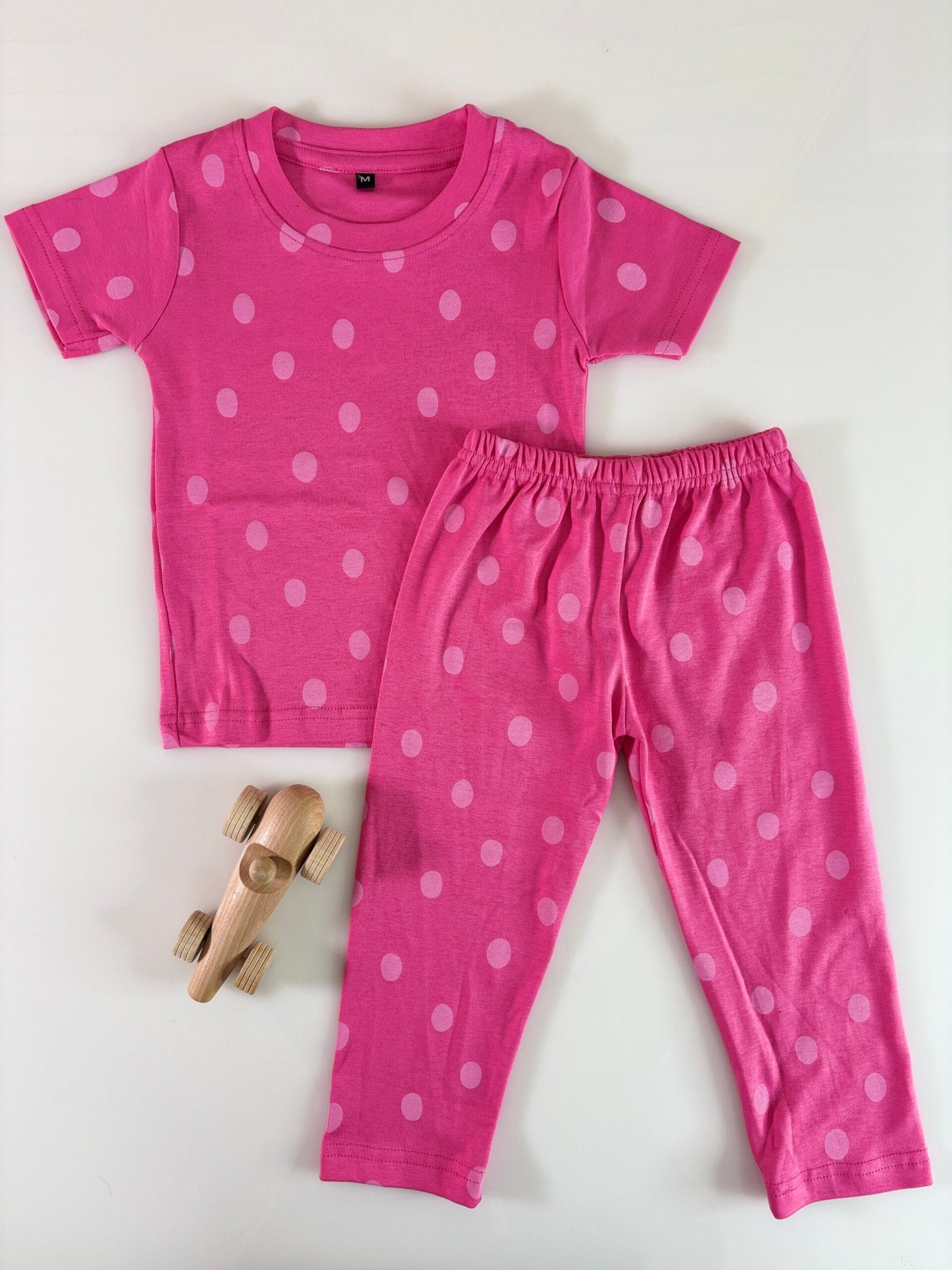 Dark Pink Circle's Printed Interlock T-Shirt and Pant Co-ords