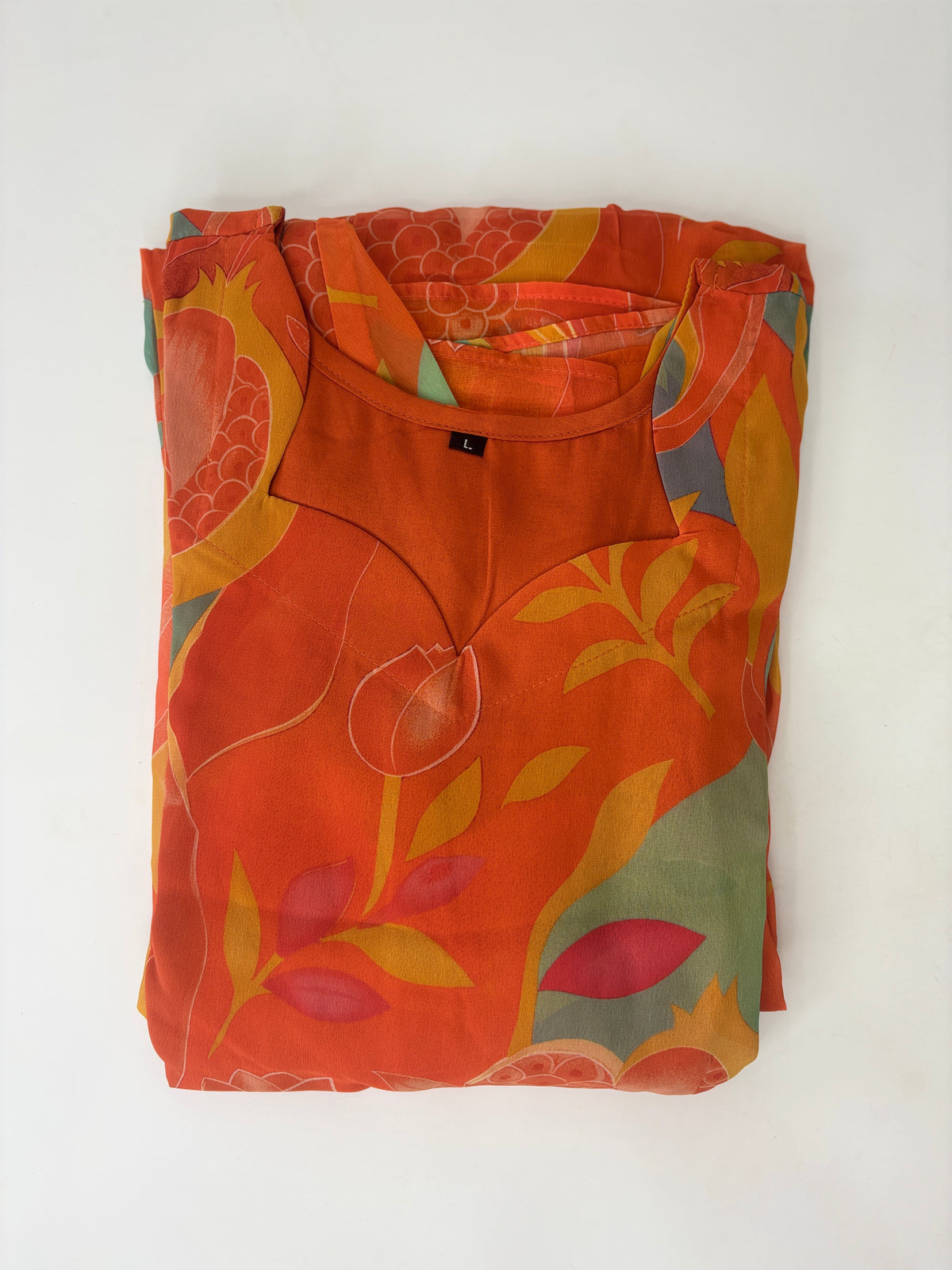 Coral Orange Pomegranate Floral Feeding Maxi Dress