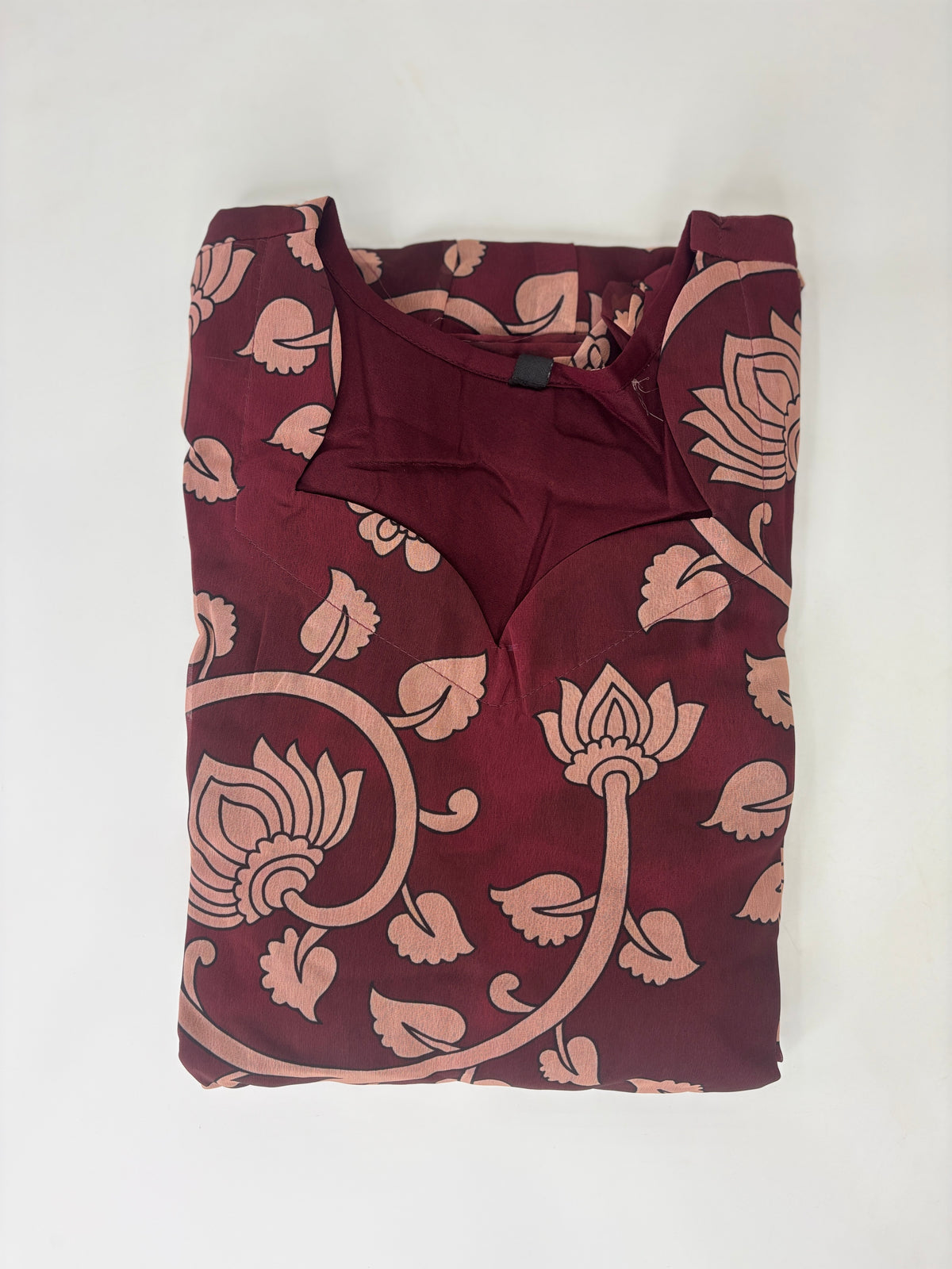 Maroon Floral Kalamkari Feeding Maxi Dress