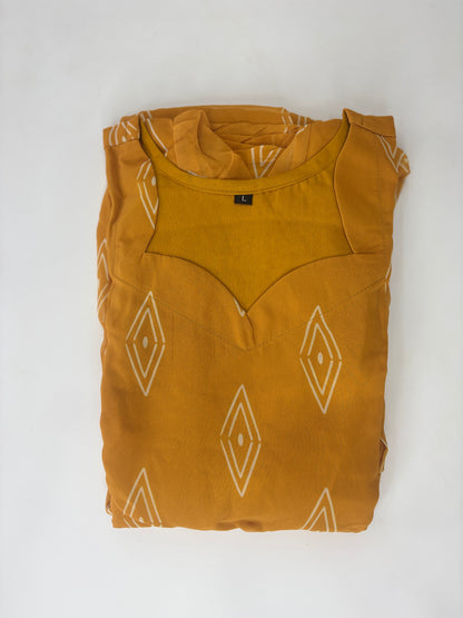 Mustard Diamond Georgette Non-Feeding Maxi Dress