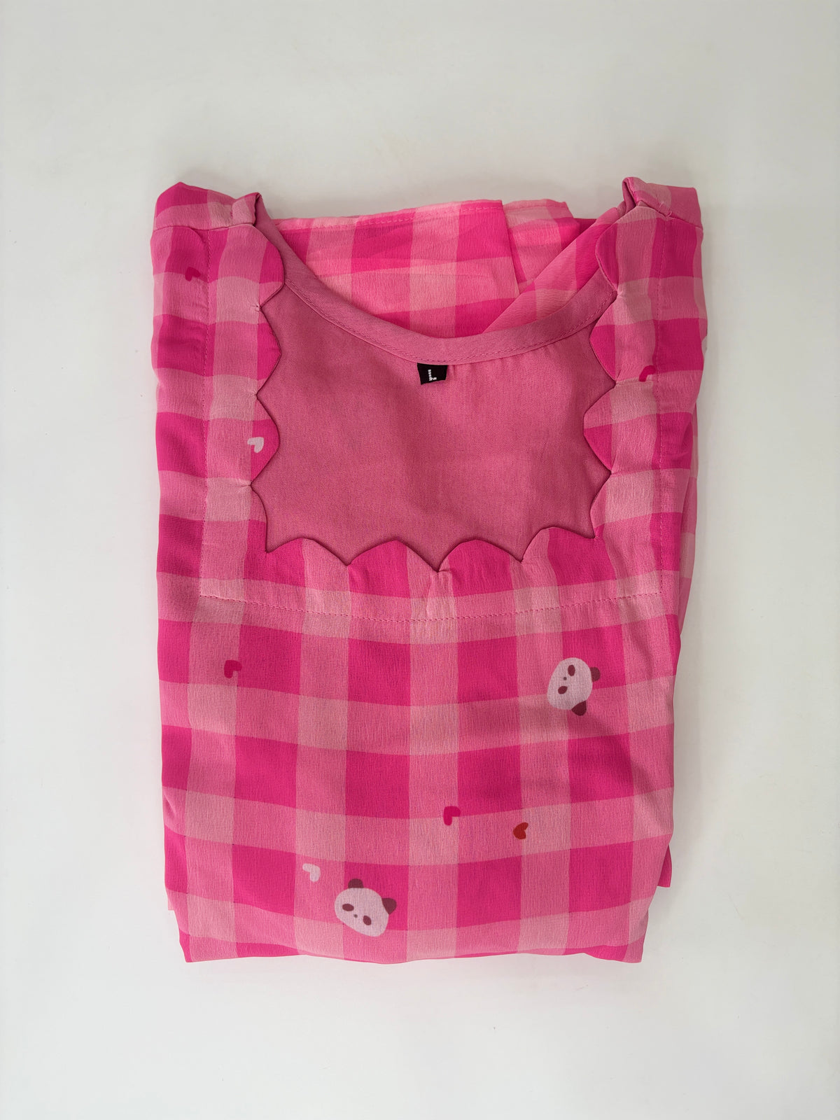 Pink Gingham Check Printed Feeding Maxi Dress