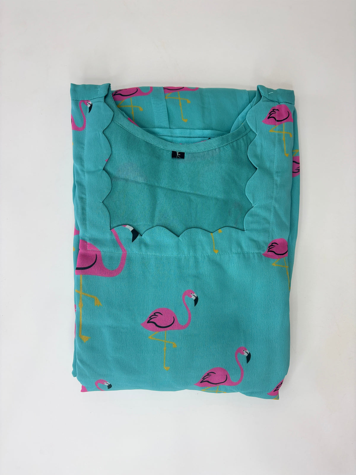 Turquoise Flamingo Print Georgette Non-Feeding Maxi Dress