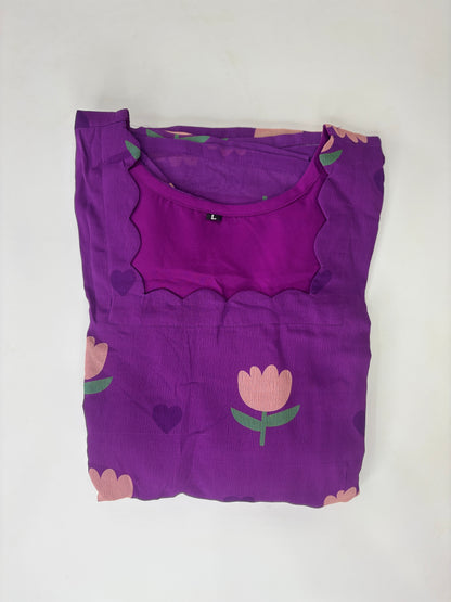 Royal Purple Tulip Print Feeding Maxi Dress