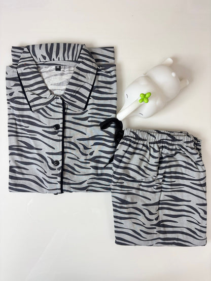 Grey and Zebra Printed Shirt and Pant Coords