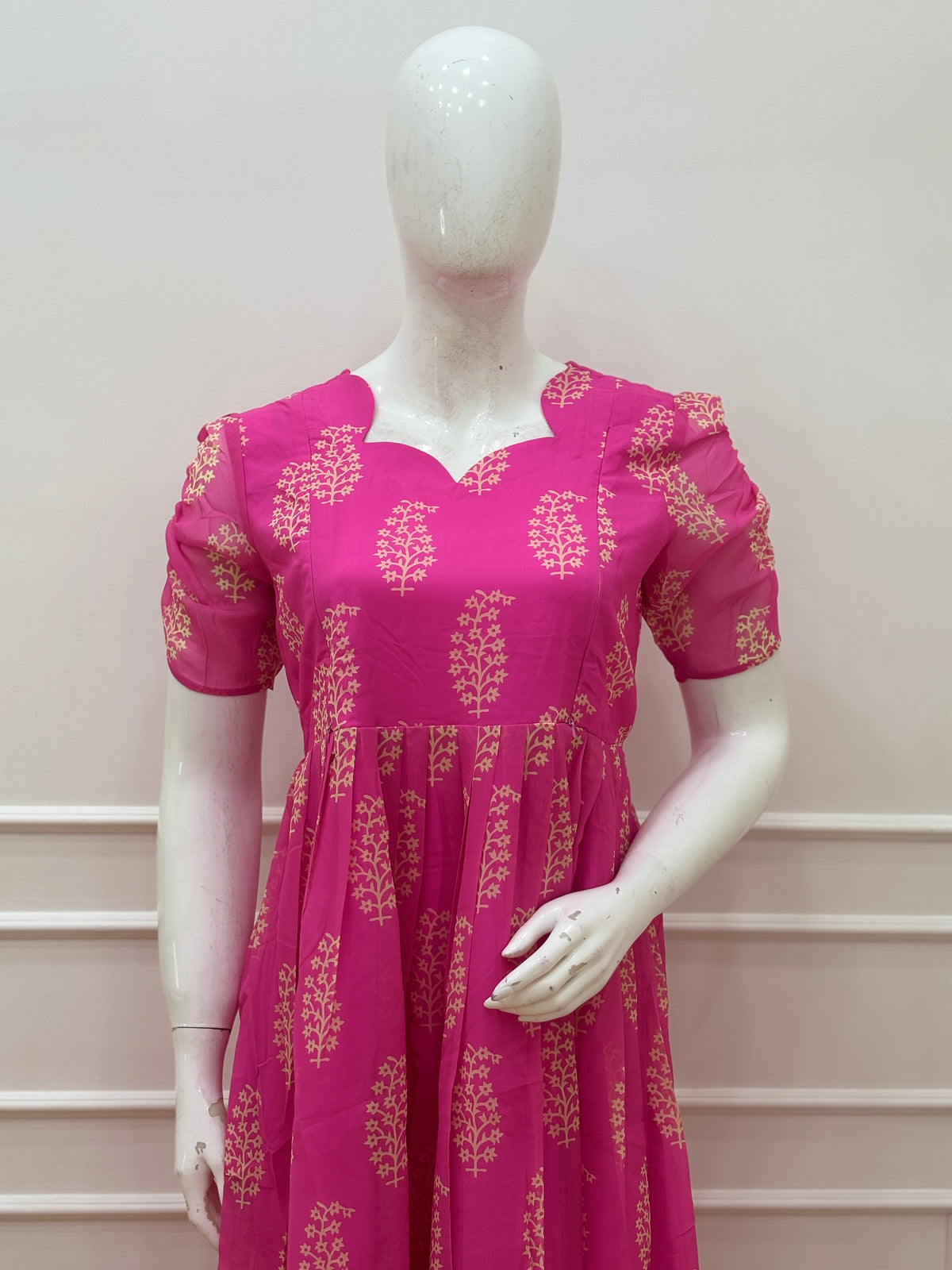 Rani Pink Floral Block Print Feeding Maxi Dress