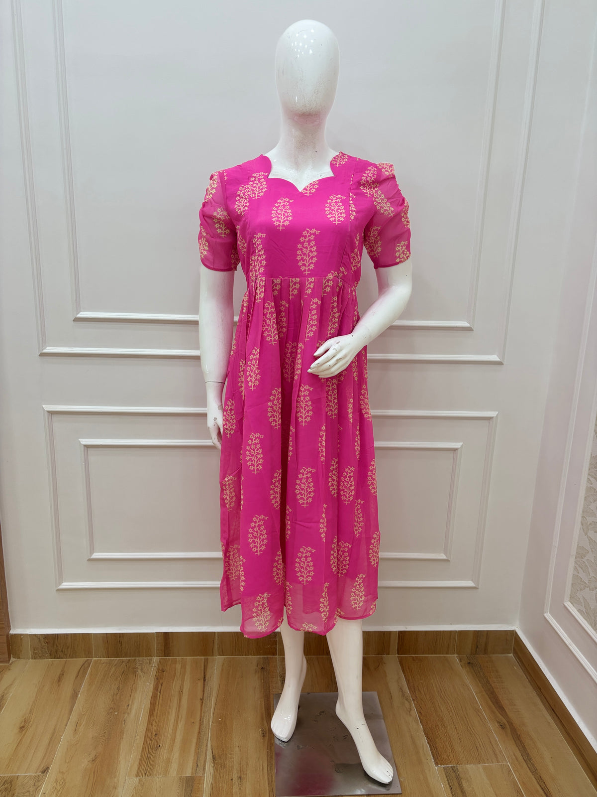 Rani Pink Floral Block Print Feeding Maxi Dress