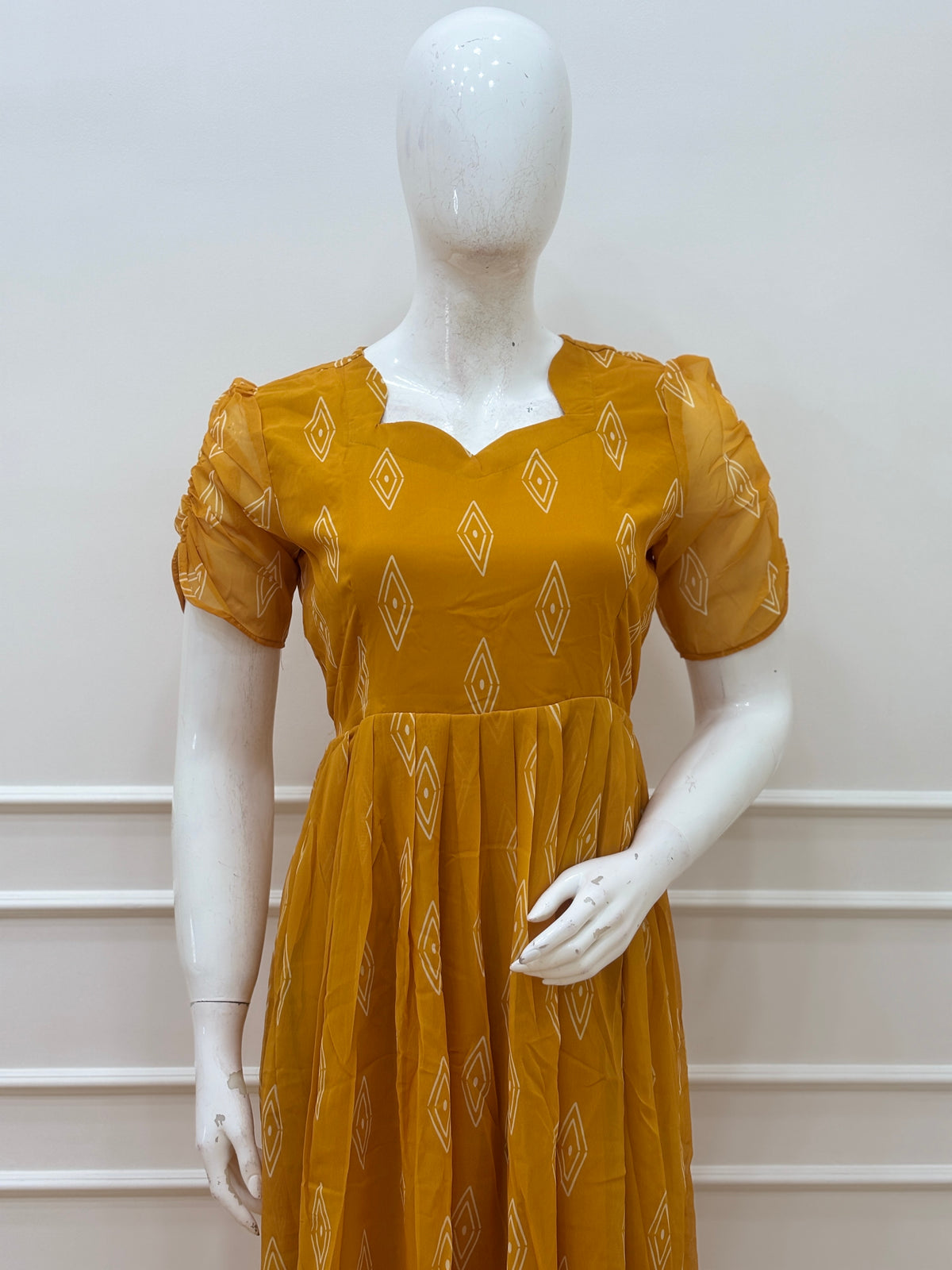 Mustard Diamond Georgette Non-Feeding Maxi Dress