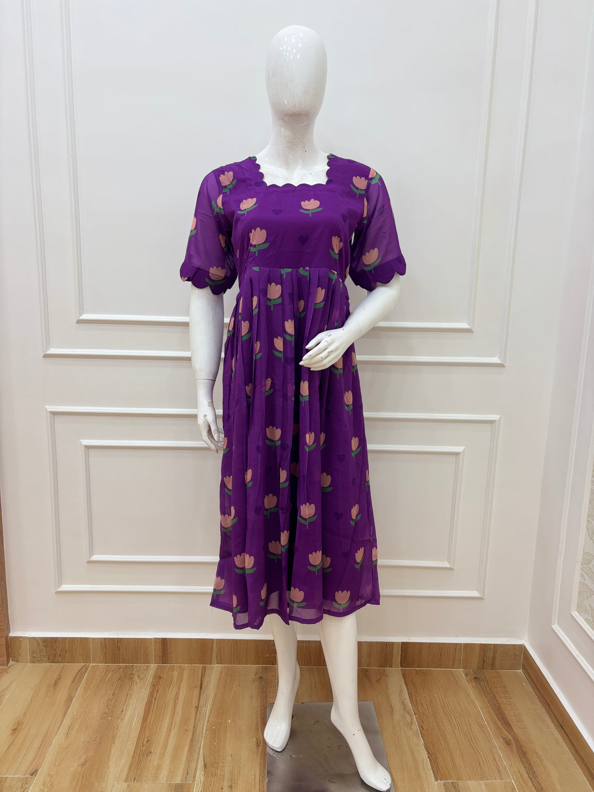 Royal Bloom Georgette Non-Feeding Maxi Dress