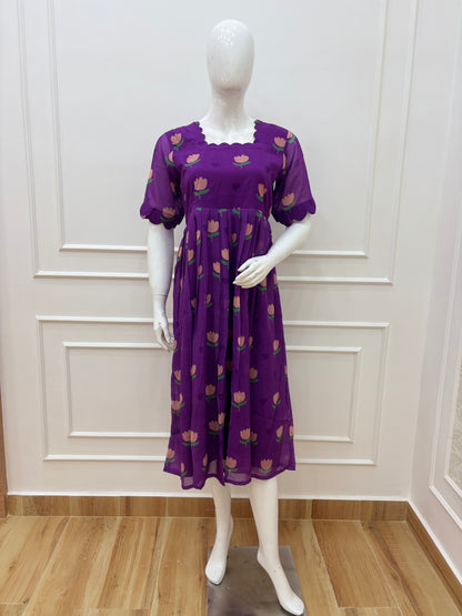 Royal Bloom Georgette Non-Feeding Maxi Dress