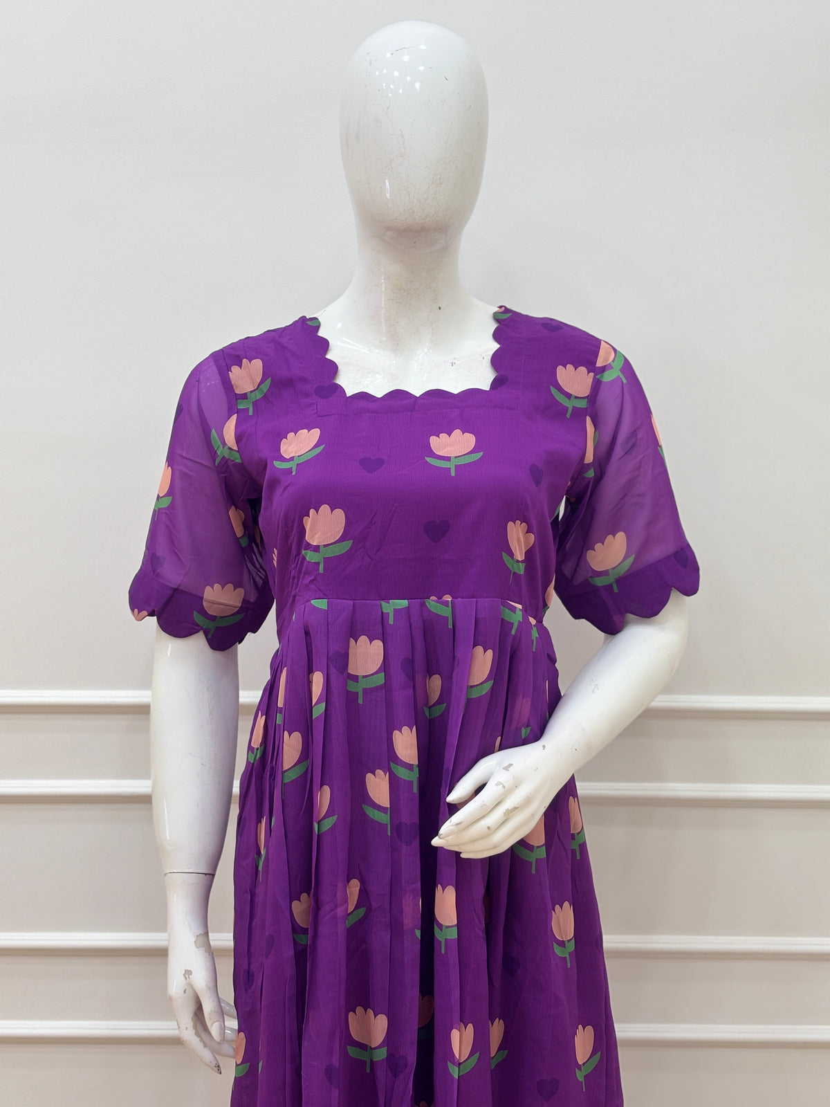 Royal Bloom Georgette Non-Feeding Maxi Dress
