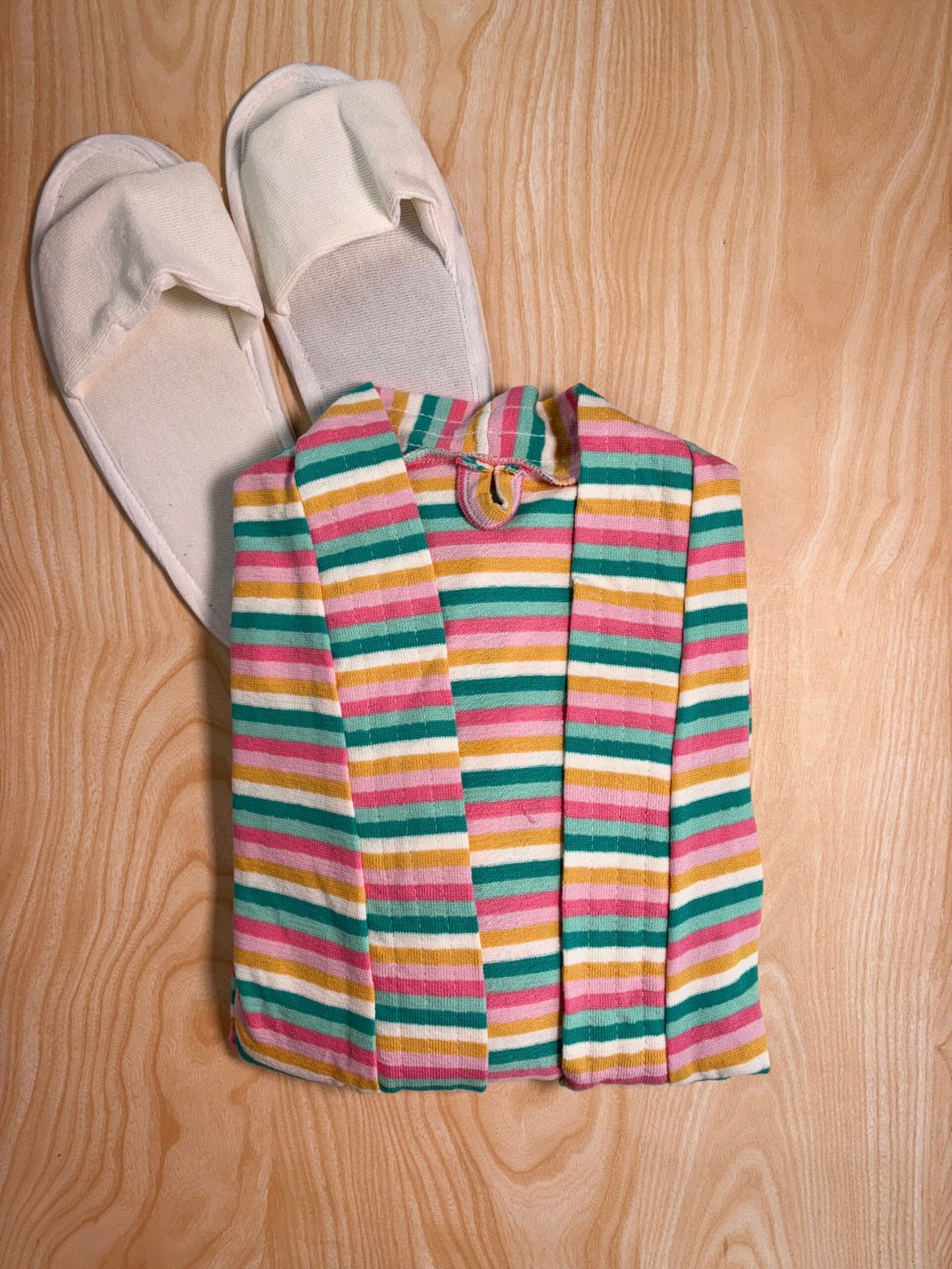 Multi Colour Stripe Printed Bath Robe