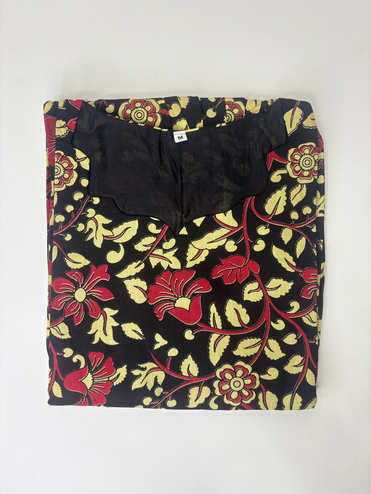 Black Maroon & Mustard Floral Vine Print Pure Jaipur Cotton Non-Feeding Maxi