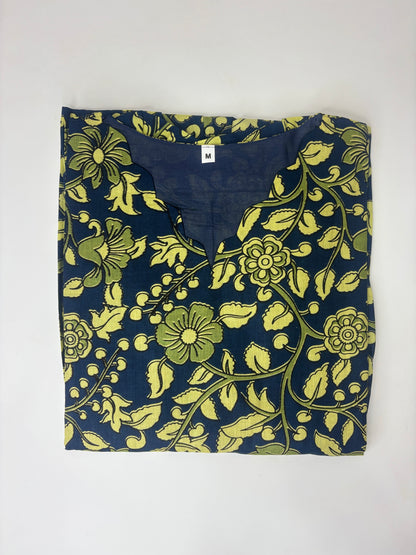 Navy Blue Floral Print Pure Jaipur Cotton Non-Feeding Maxi