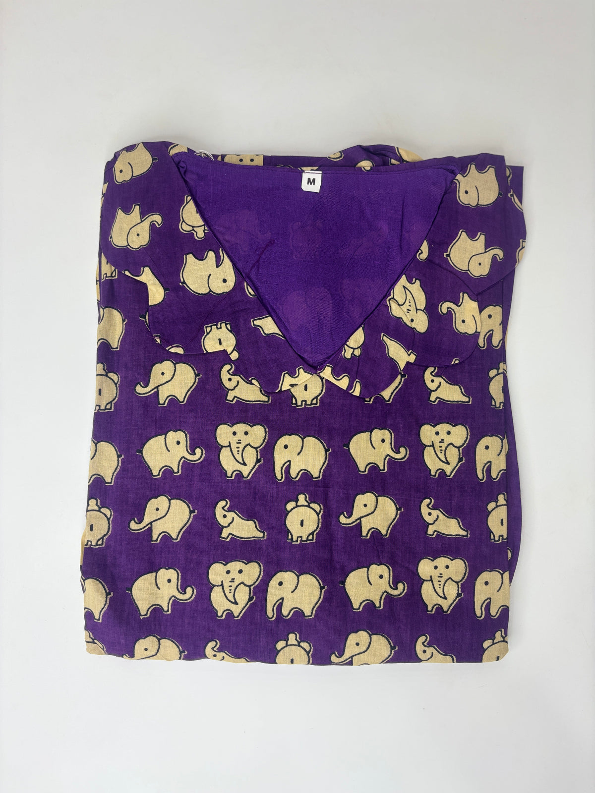 Royal Purple Elephant Print Pure Jaipur Cotton Non-Feeding Maxi