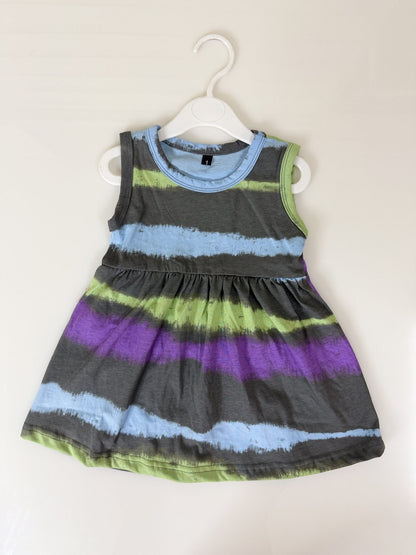 Multicolor Tie-Dye Stripe Sleeveless Frock