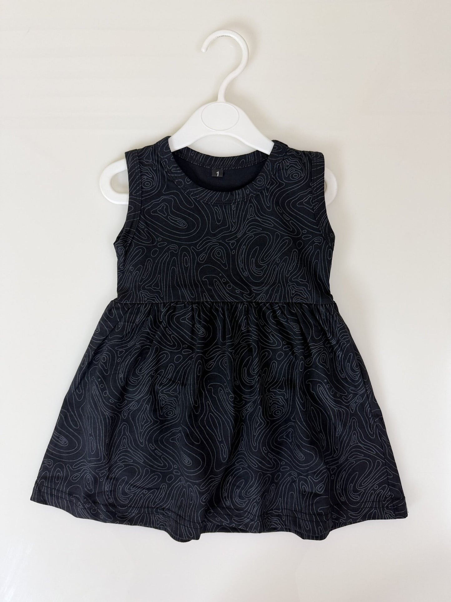 Midnight Abstract Swirl Sleeveless Frock