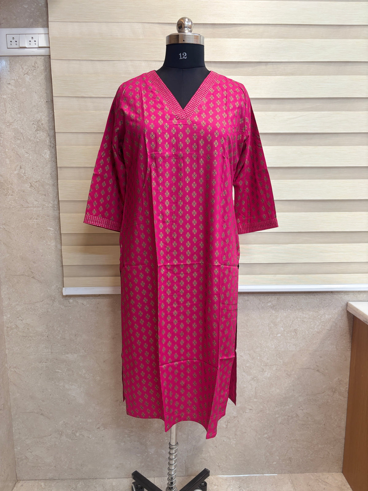 Rani Pink Golden Buti Kurti Top