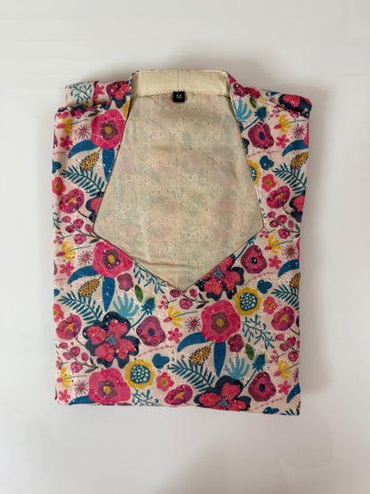 Off White Multicolor Floral Printed Hakoba Non Feeding Maxi