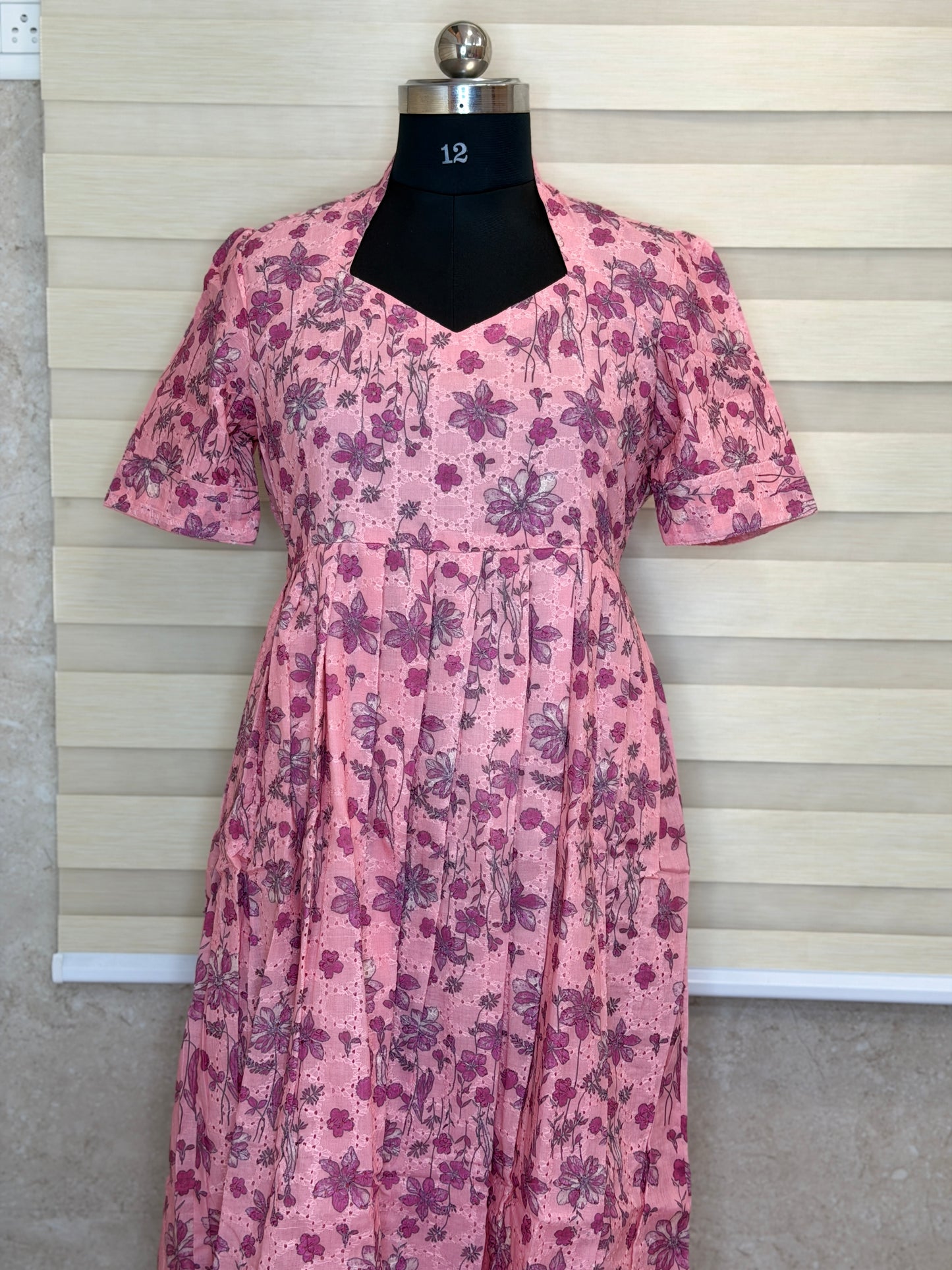 Peach Pink Floral Printed Hakoba Non Feeding Maxi