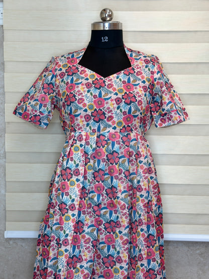 Off White Multicolor Floral Printed Hakoba Non Feeding Maxi