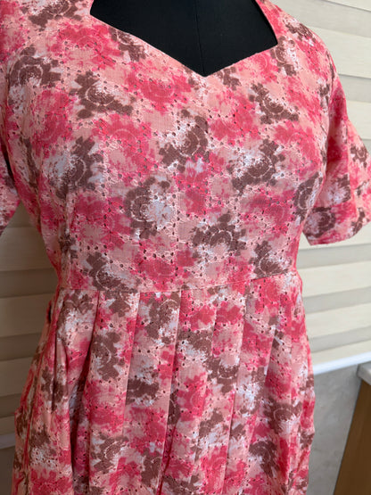 Peach Pink Tie-Dye Printed Hakoba Non Feeding Maxi