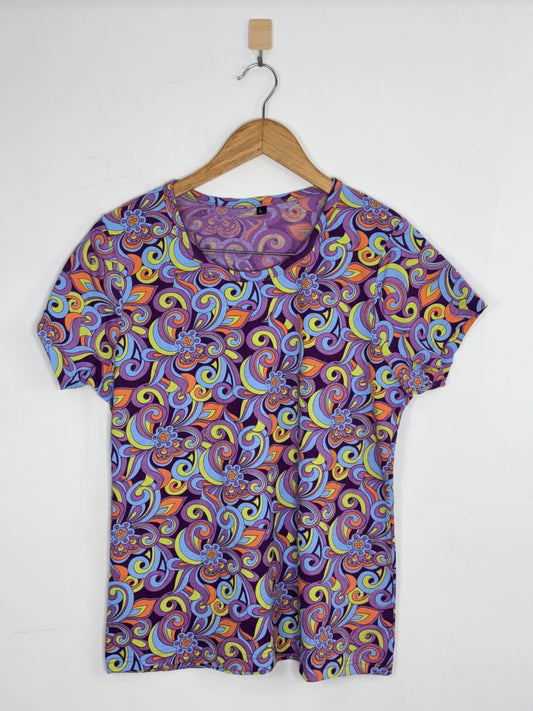 Violet Paisley Printed T-Shirt