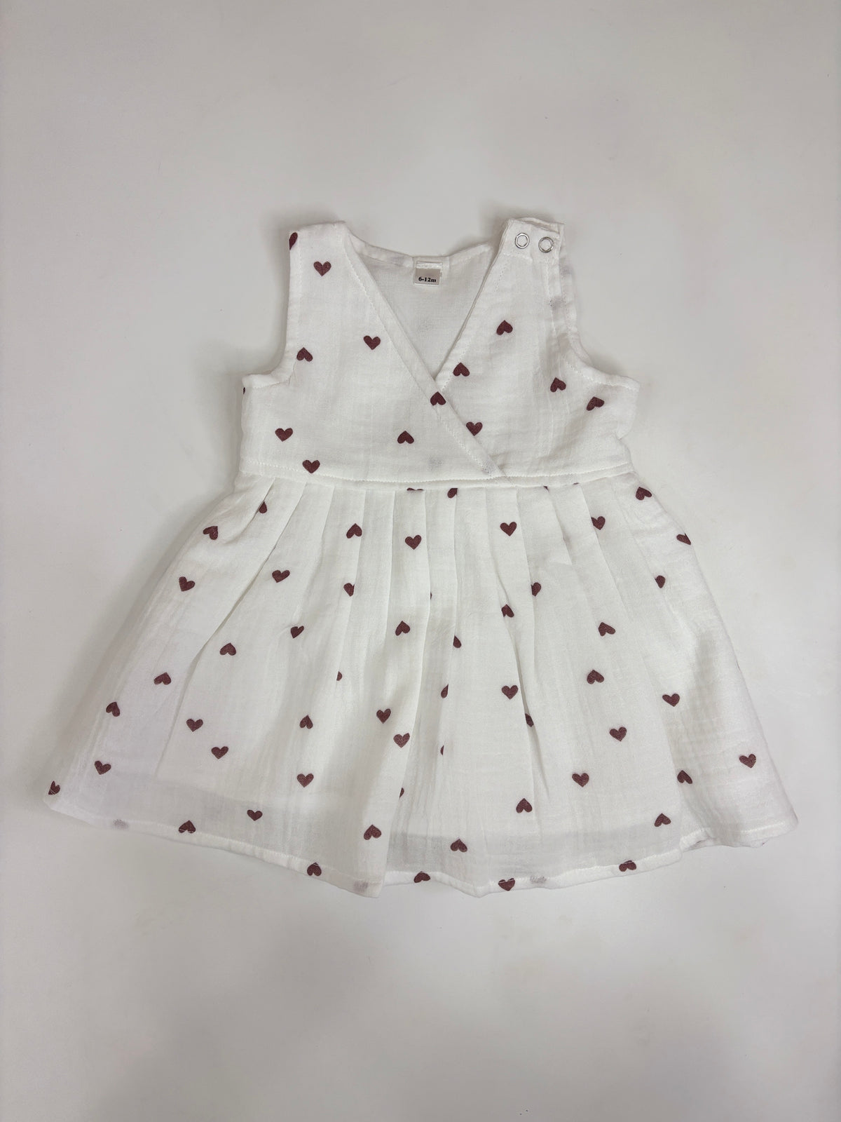 Ivory Maroon Heart Print Kids Frock