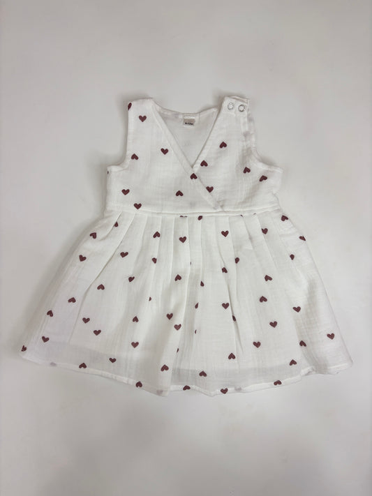 Ivory Maroon Heart Print Kids Frock