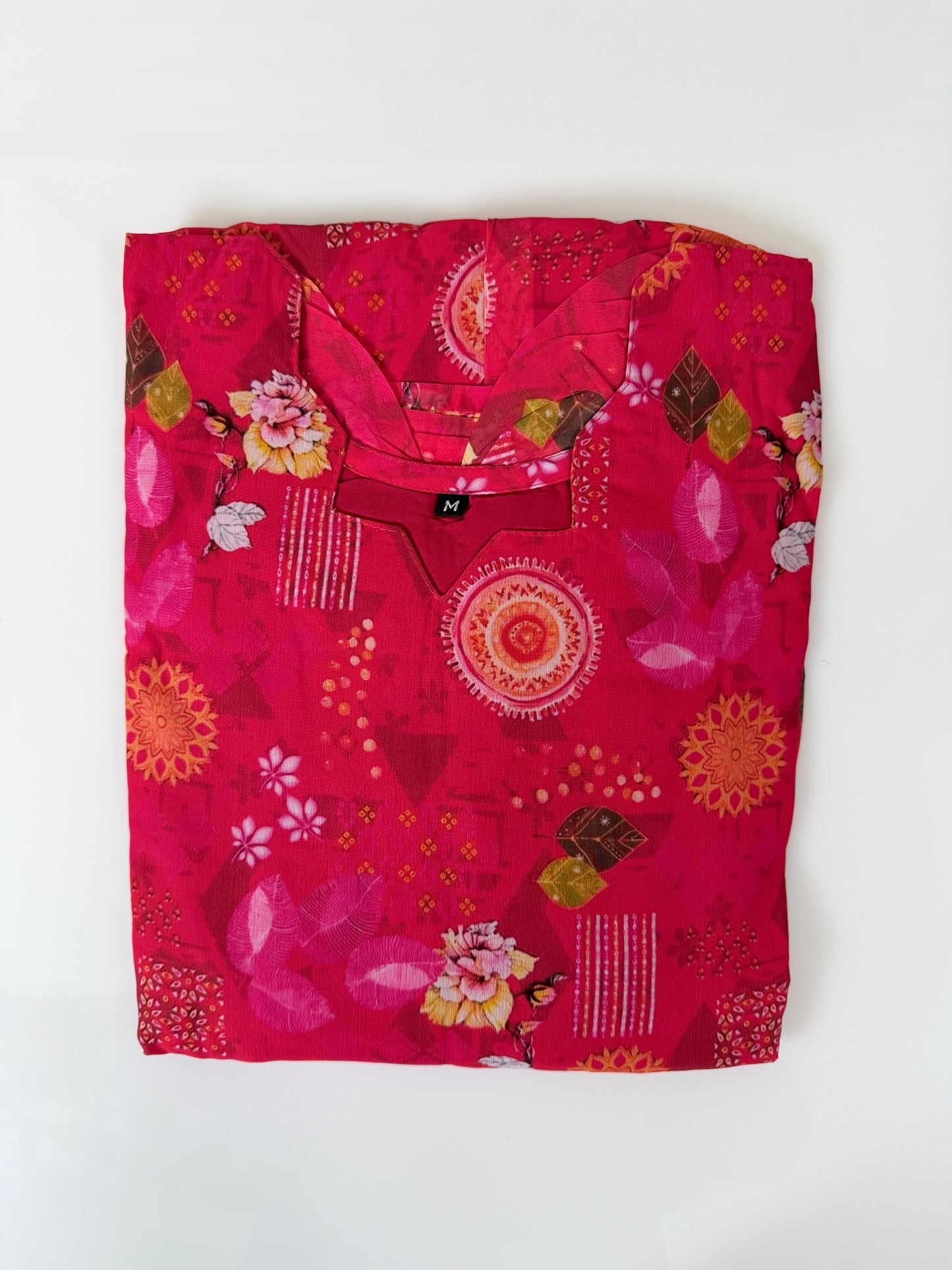 Raspberry Pink Floral Printed Georgette Outdoor Non-Feeding Maxi