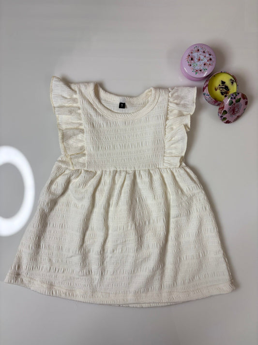 White Ruffle Sleeve Frock