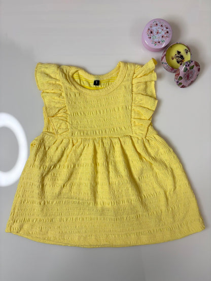 Yellow Ruffle Sleeve Frock