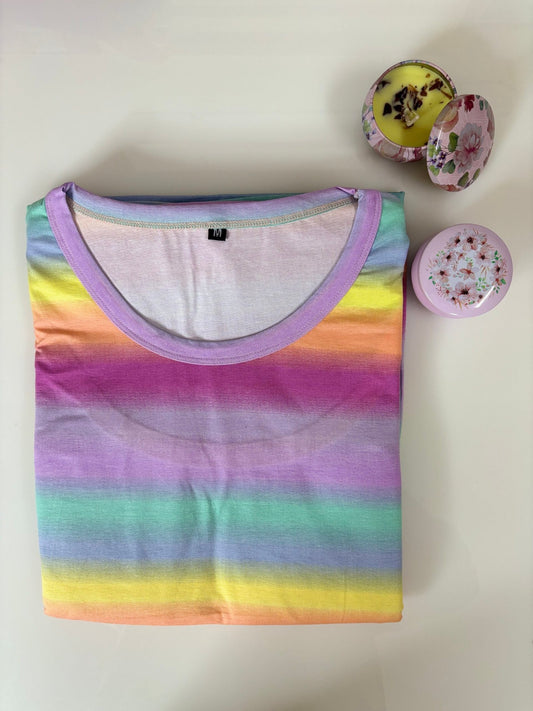 Cotton Fabric Purple Multicolor Stripe Printed Maternity Maxi