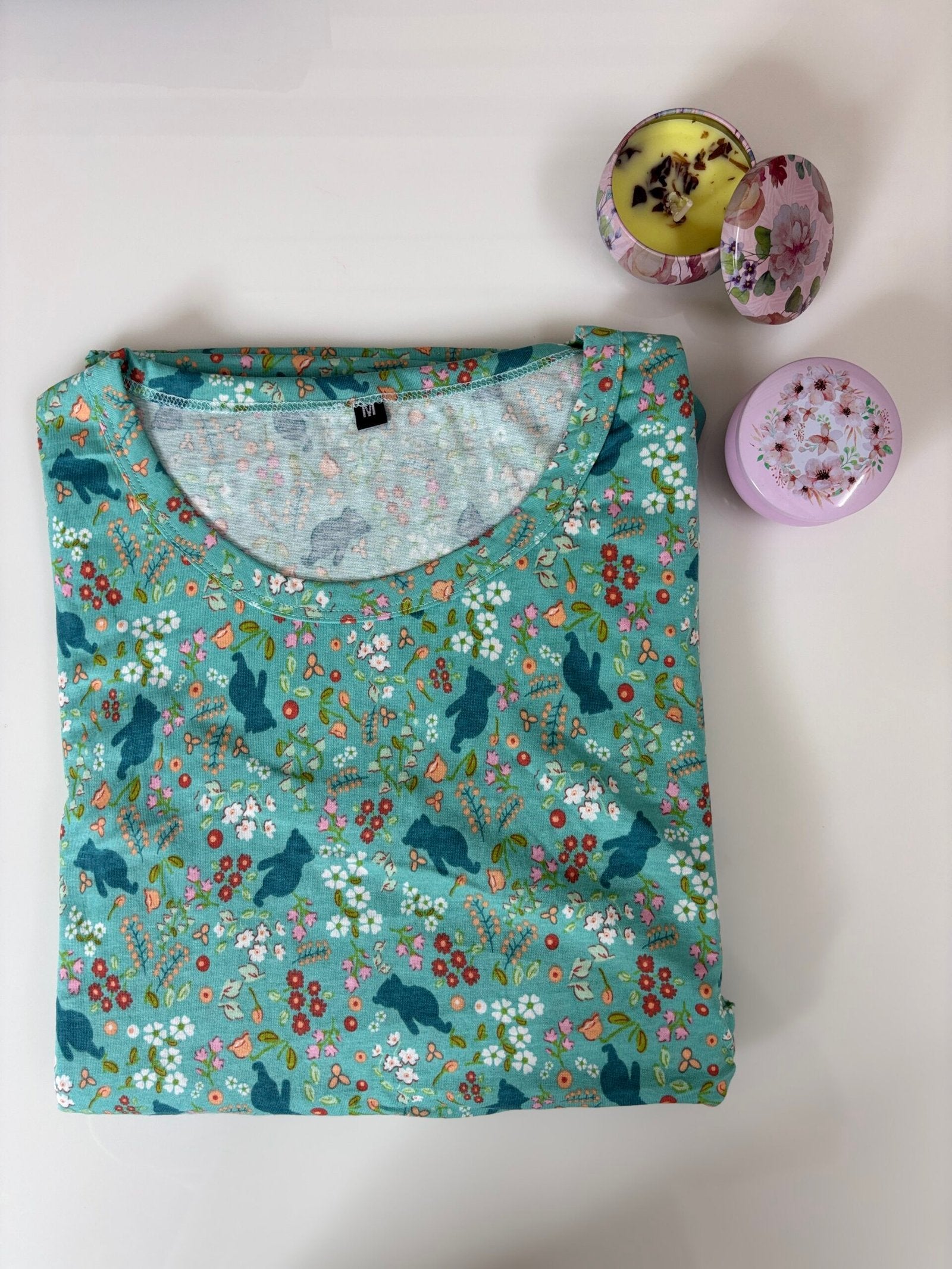 Cotton Fabric Teal White Flower Printed Maternity Maxi