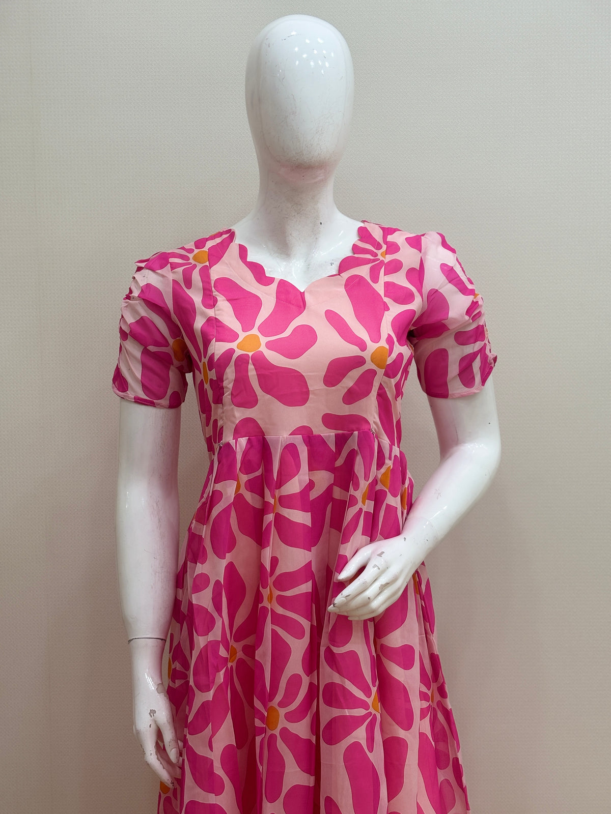 Pink Floral Print Feeding Maxi Dress