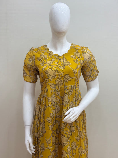 Mustard Yellow Floral Vine Print Non-Feeding Maxi
