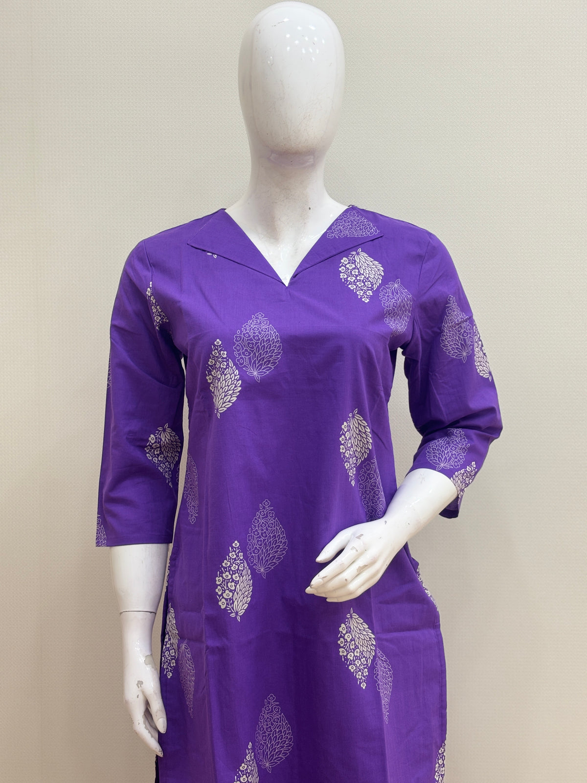 Royal Purple Floral Booti Kurti Set