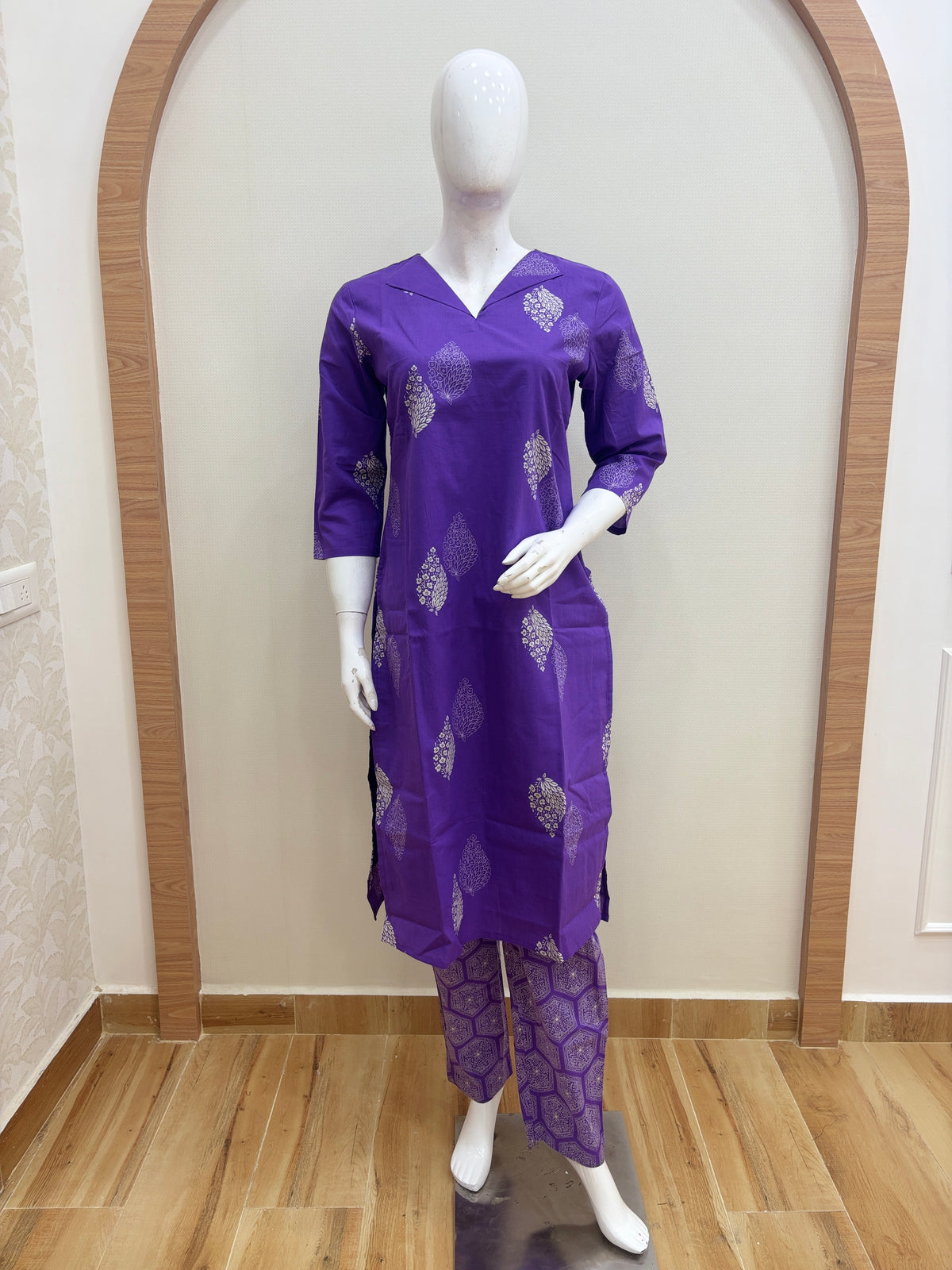 Royal Purple Floral Booti Kurti Set