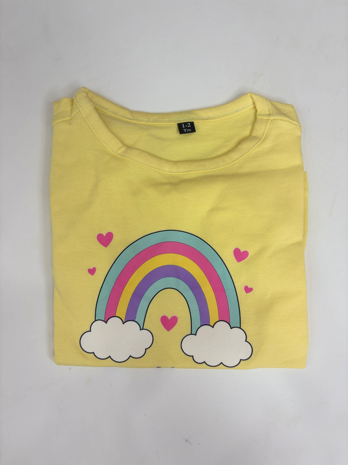 Yellow Rainbow Be Happy Print Girls And Top