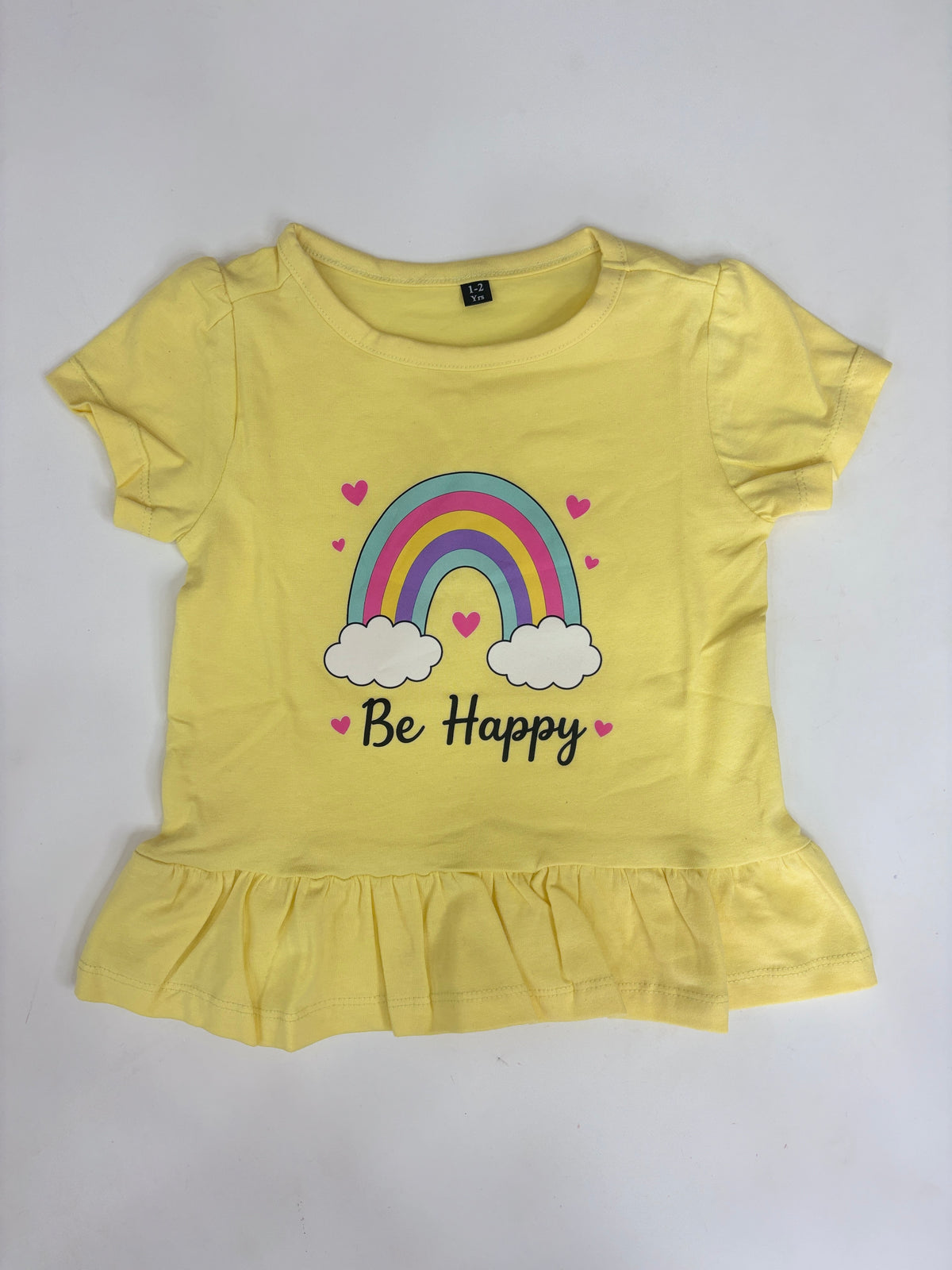Yellow Rainbow Be Happy Print Girls And Top