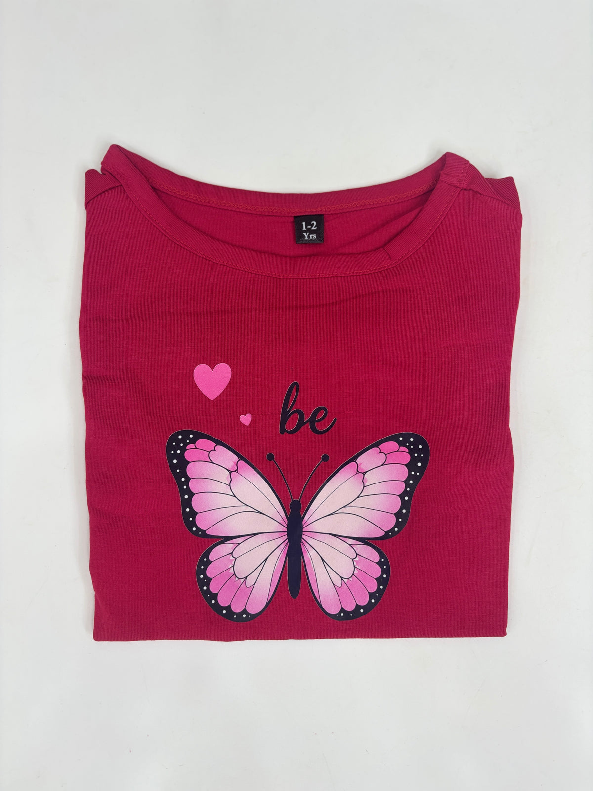 Red Butterfly Print Girls Top And Bottom
